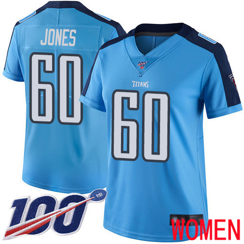 Tennessee Titans Limited Light Blue Women Ben Jones Jersey NFL Football 60 100th Season Rush Vapor Untouchable